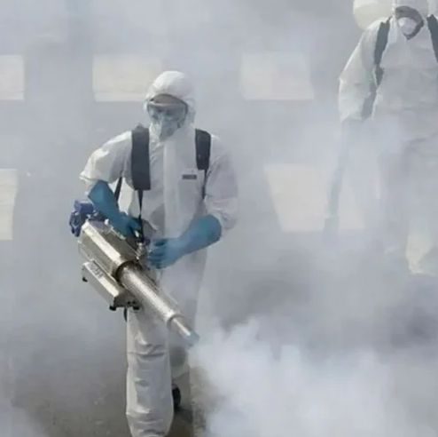 fogging a school yard after rains