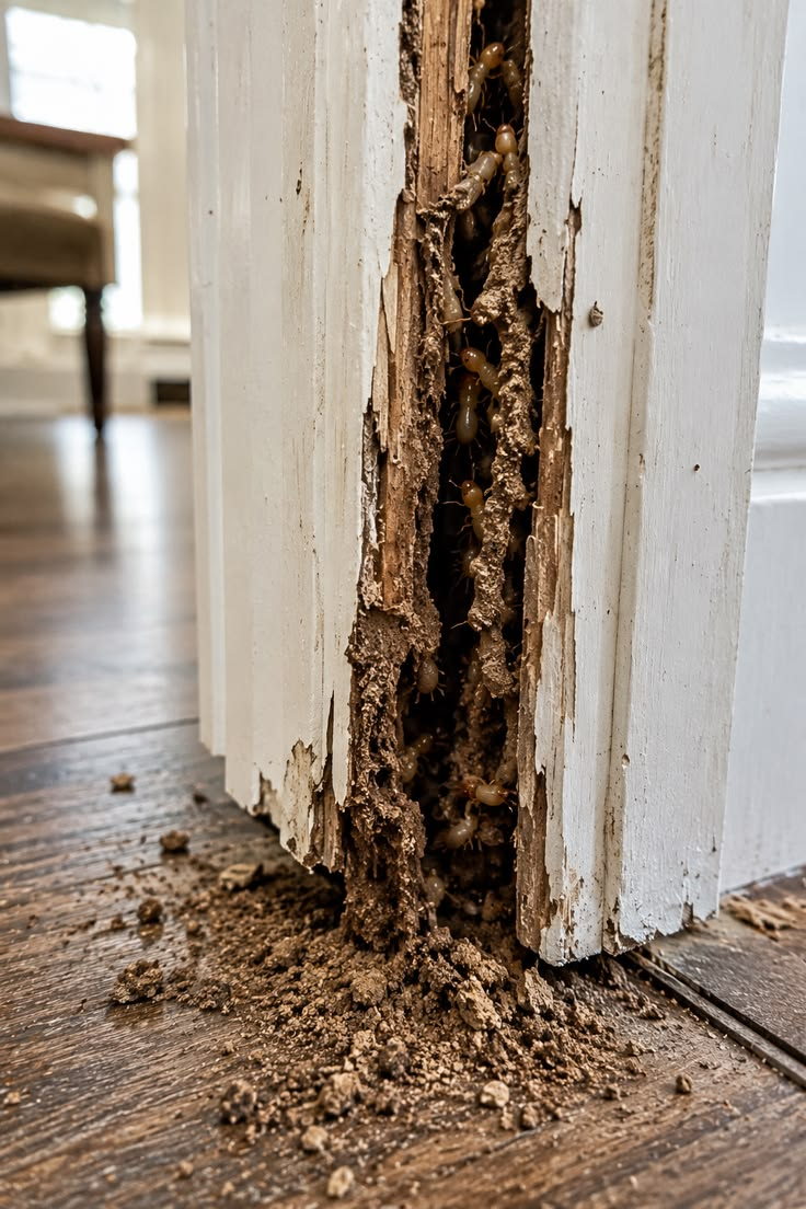probing damaged timber in a wooden house